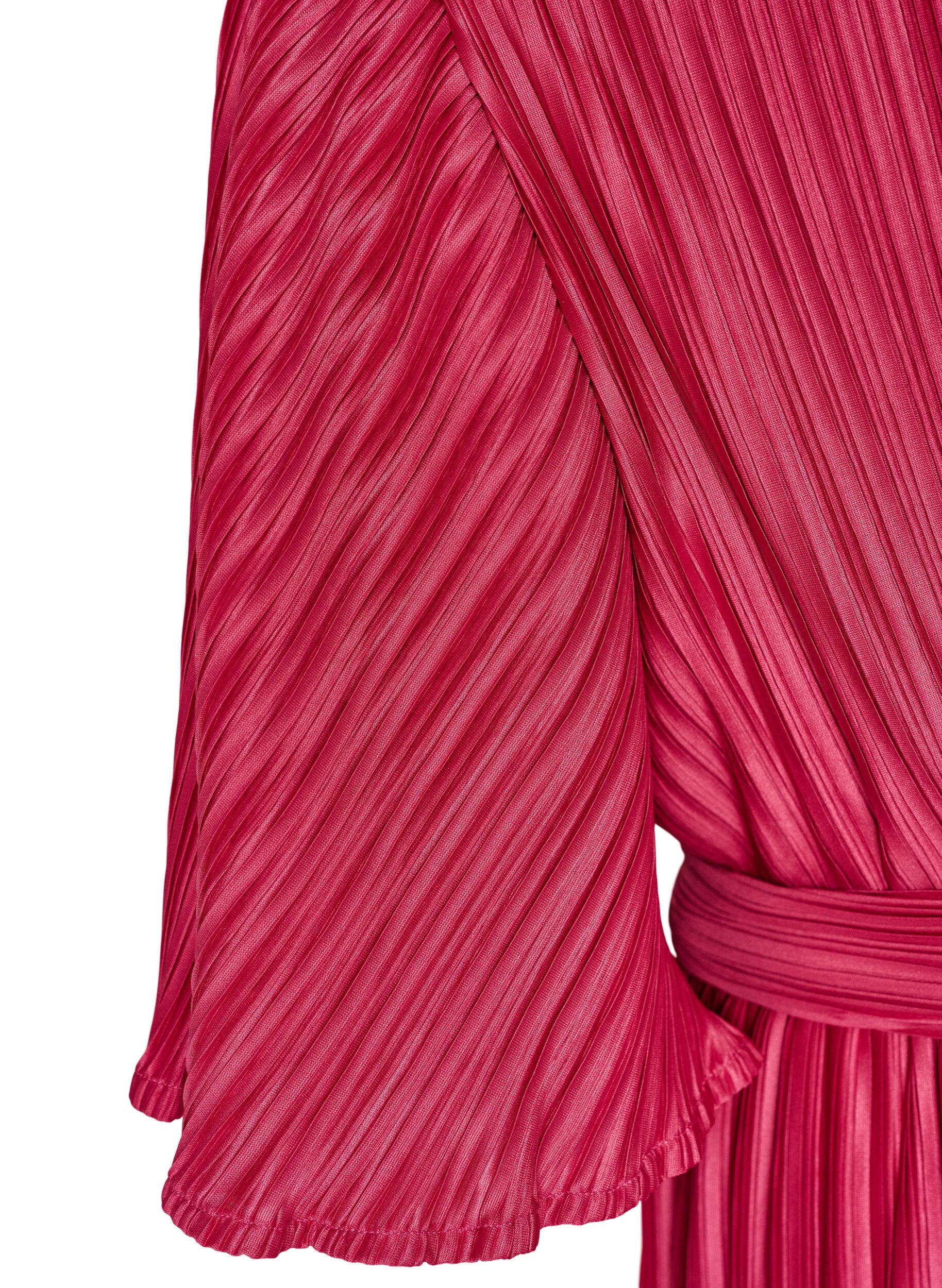 Zizzifashion Pleated midi dress with batwing sleeves, Pink, Packshot image number 3