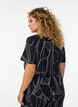 Short sleeve viscose blouse with print, Black, Model image number 2