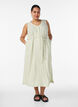 Sleeveless striped midi dress in linen and viscose, Green, Model image number 0