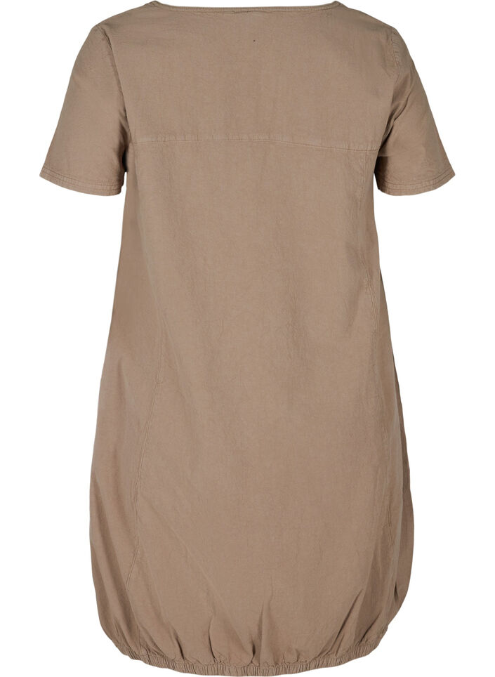 Short-sleeved cotton dress, Brown, Packshot image number 1