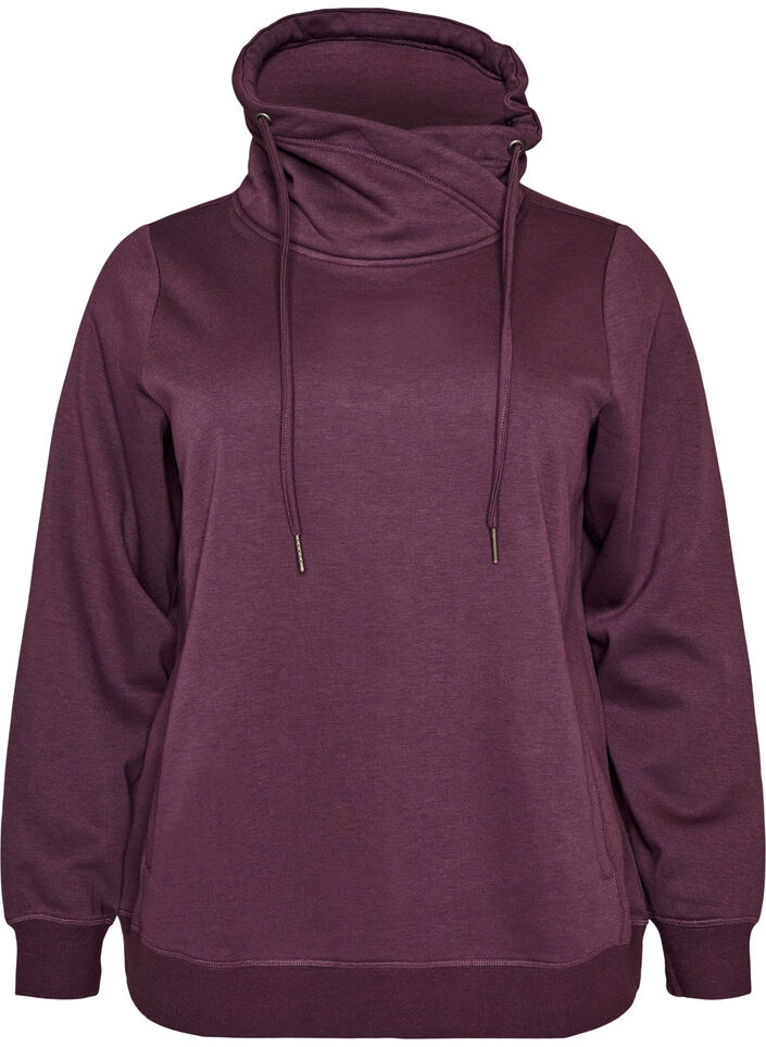 Sweatshirt with high collar and pockets, Purple, Packshot image number 0