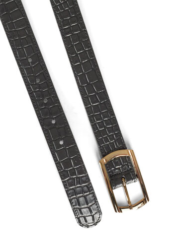 Belt with pattern and buckle, Black, Packshot image number 1