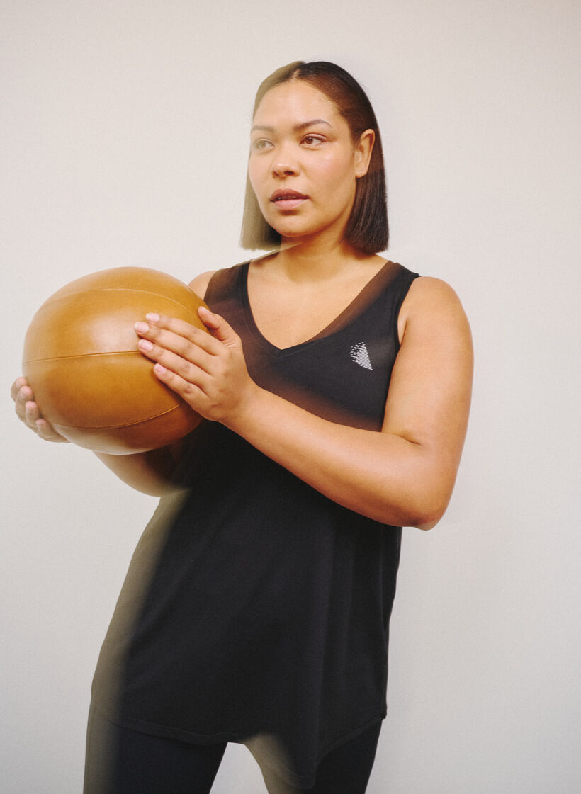 Sports top with V-neck, Black, Image image number 0