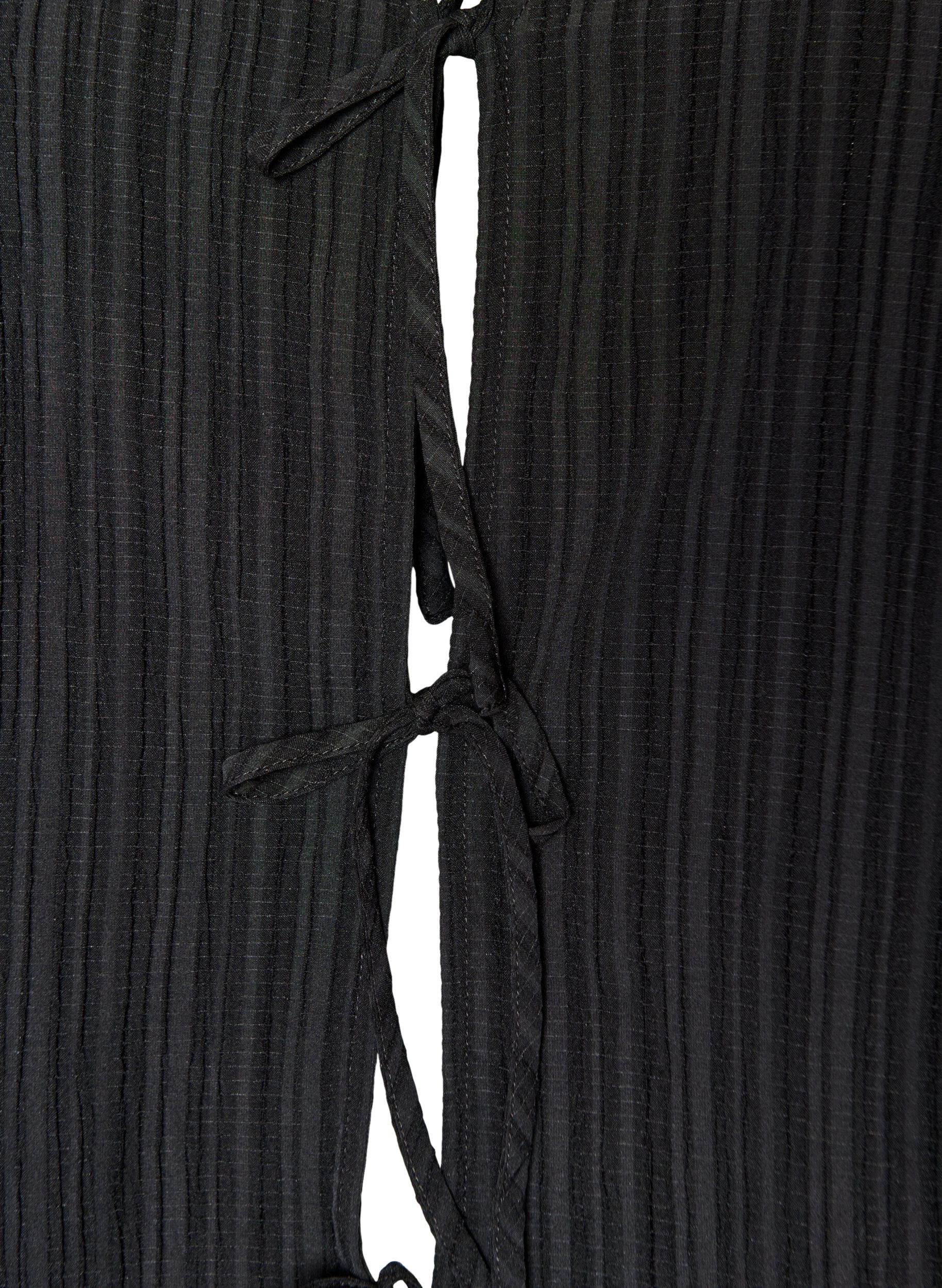 Zizzifashion Sleeveless blouse with texture and a tie fastening, Black, Packshot image number 2