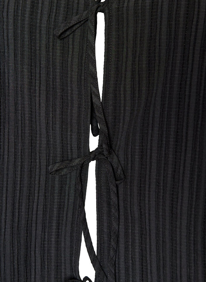 Sleeveless blouse with texture and a tie fastening, Black, Packshot image number 2