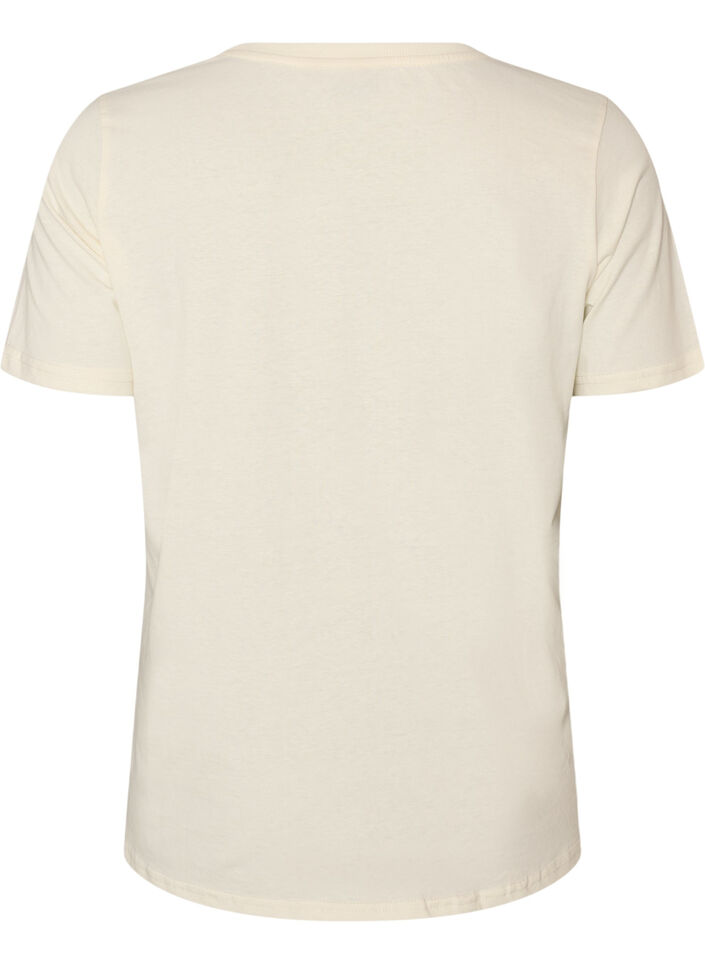 Cotton T-shirt with print, Vanilla, Packshot image number 1