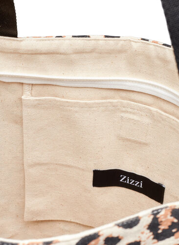 Canvas beach bag with zip, Leopard Print, Packshot image number 1