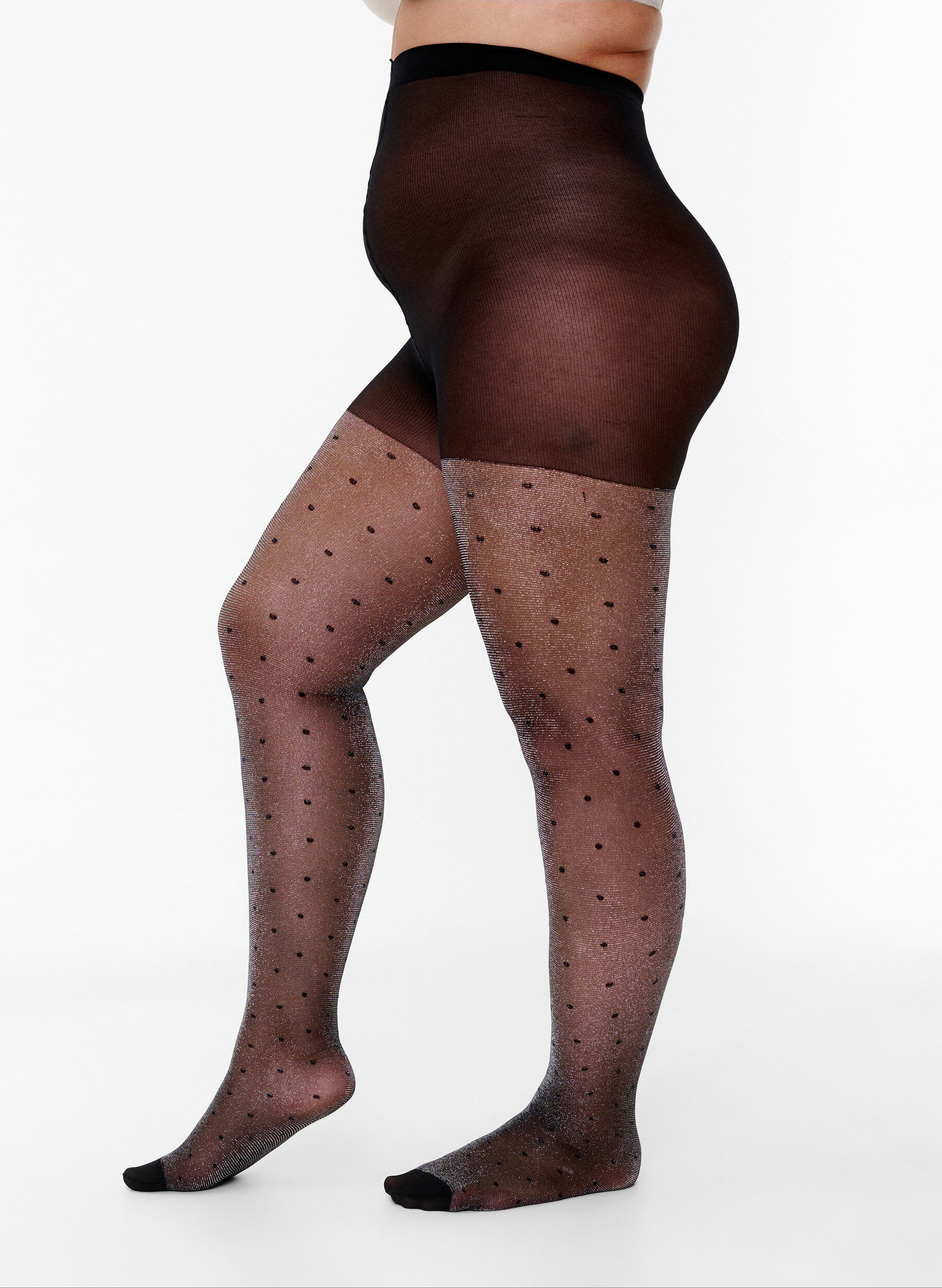 Zizzifashion Tights in 30 denier with polka dots, Black, Model image number 0