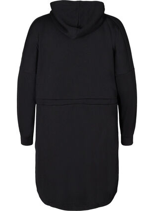 Hooded sweat dress, Black, Packshot image number 1