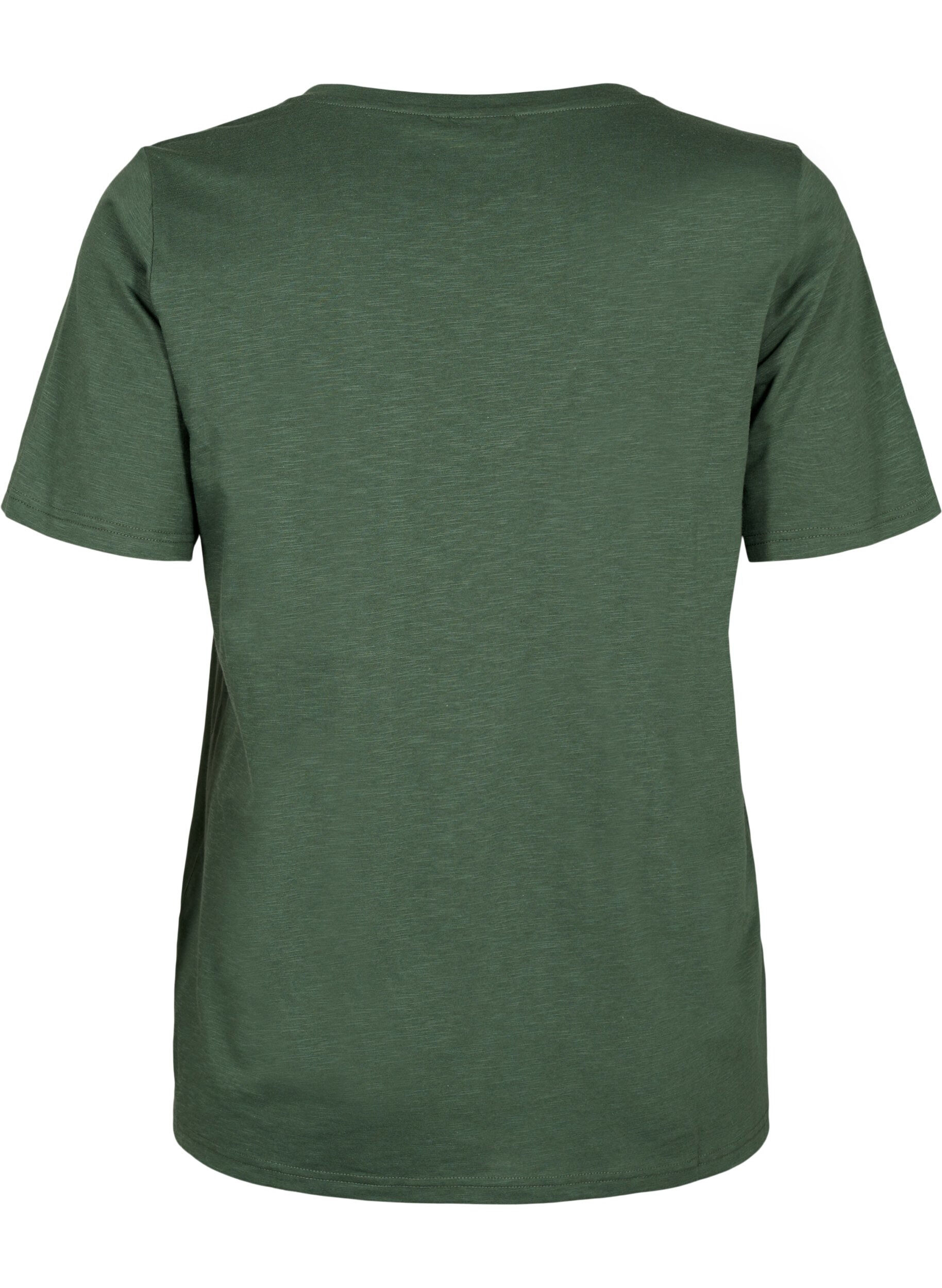 Zizzifashion Short sleeve basic t-shirt with v-neck, Green, Packshot image number 1
