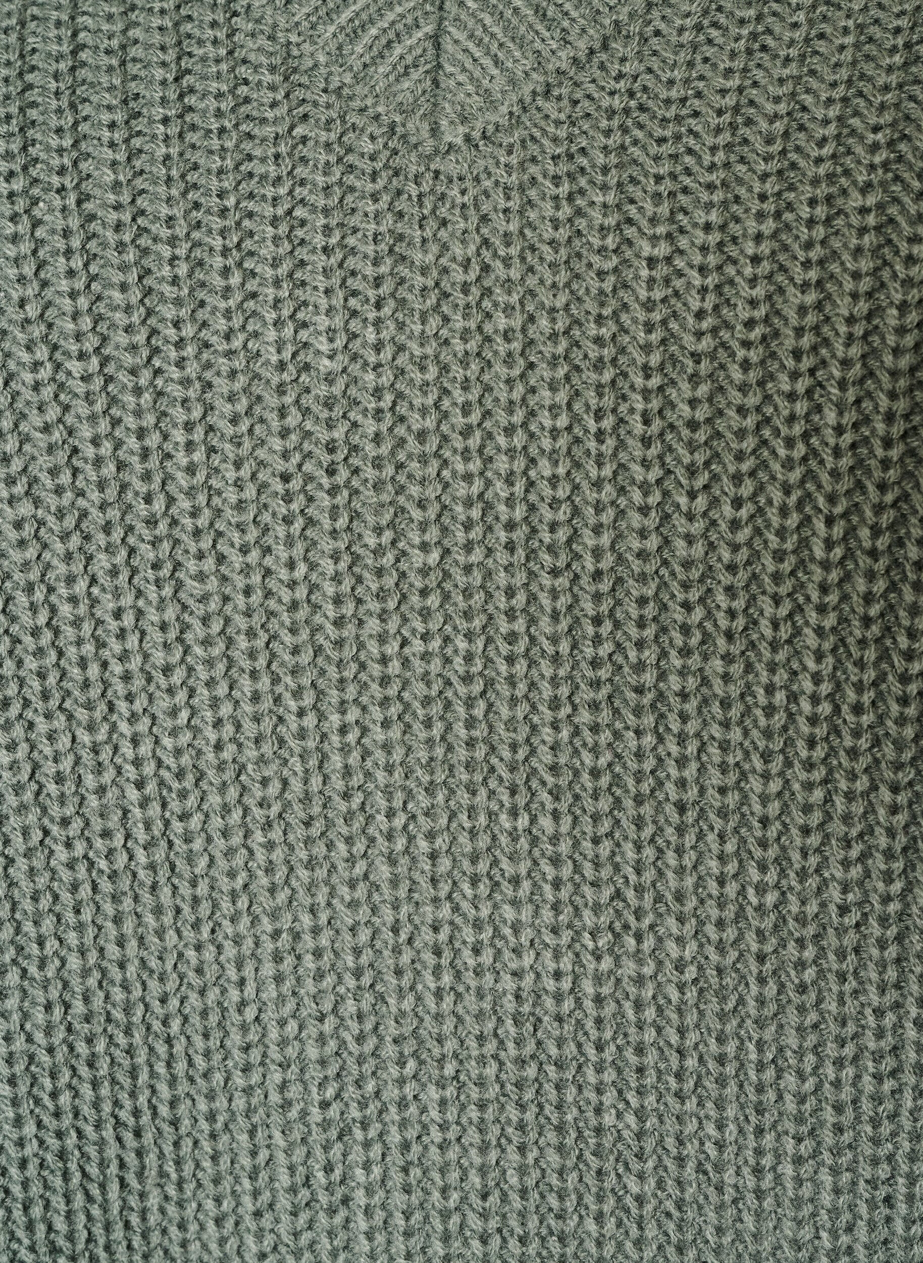 ZizzifashionLong rib-knit blouse with a V-neck, Green, Packshot image number 2