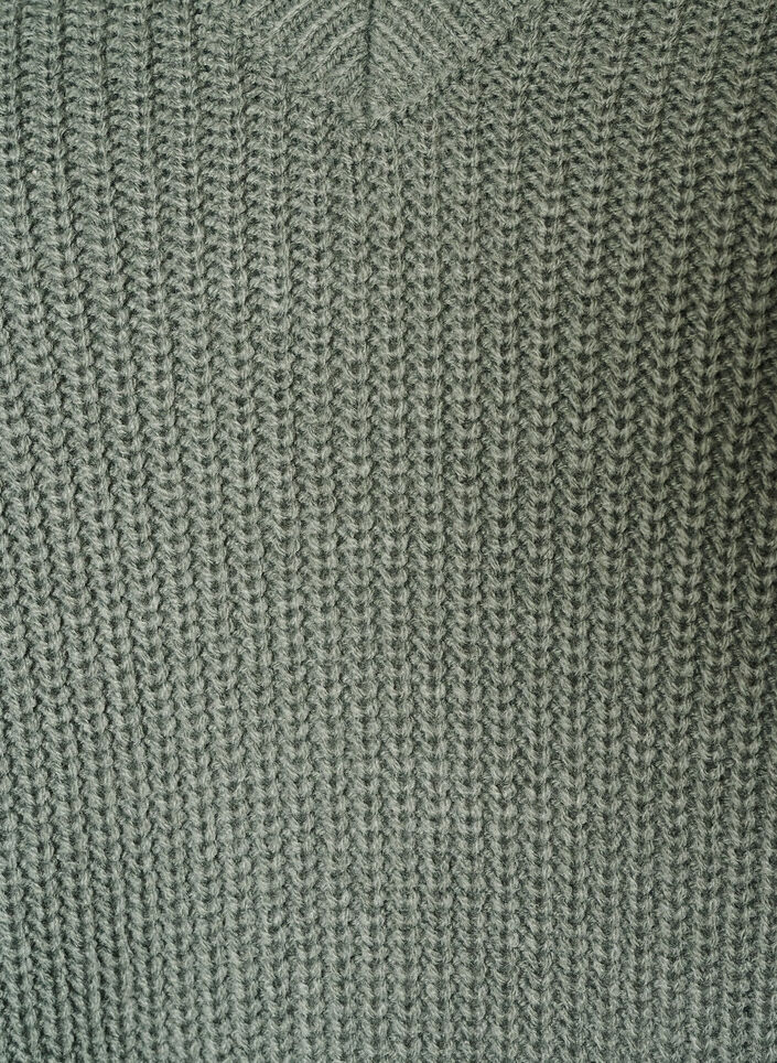 Long rib-knit blouse with a V-neck, Green, Packshot image number 2