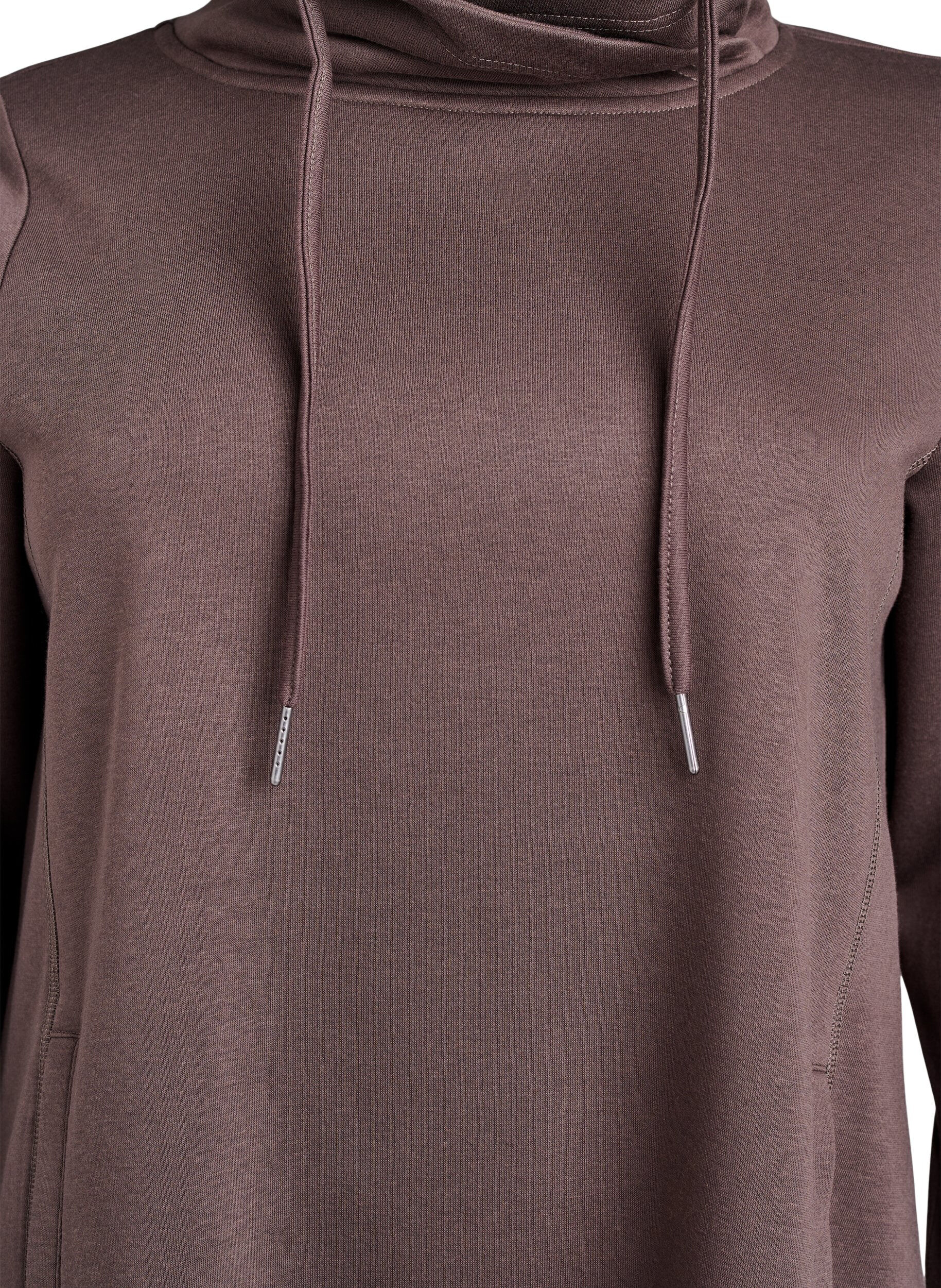 Zizzifashion FLASH - Short sweatshirt dress with high collar and pockets, Brown, Packshot image number 2