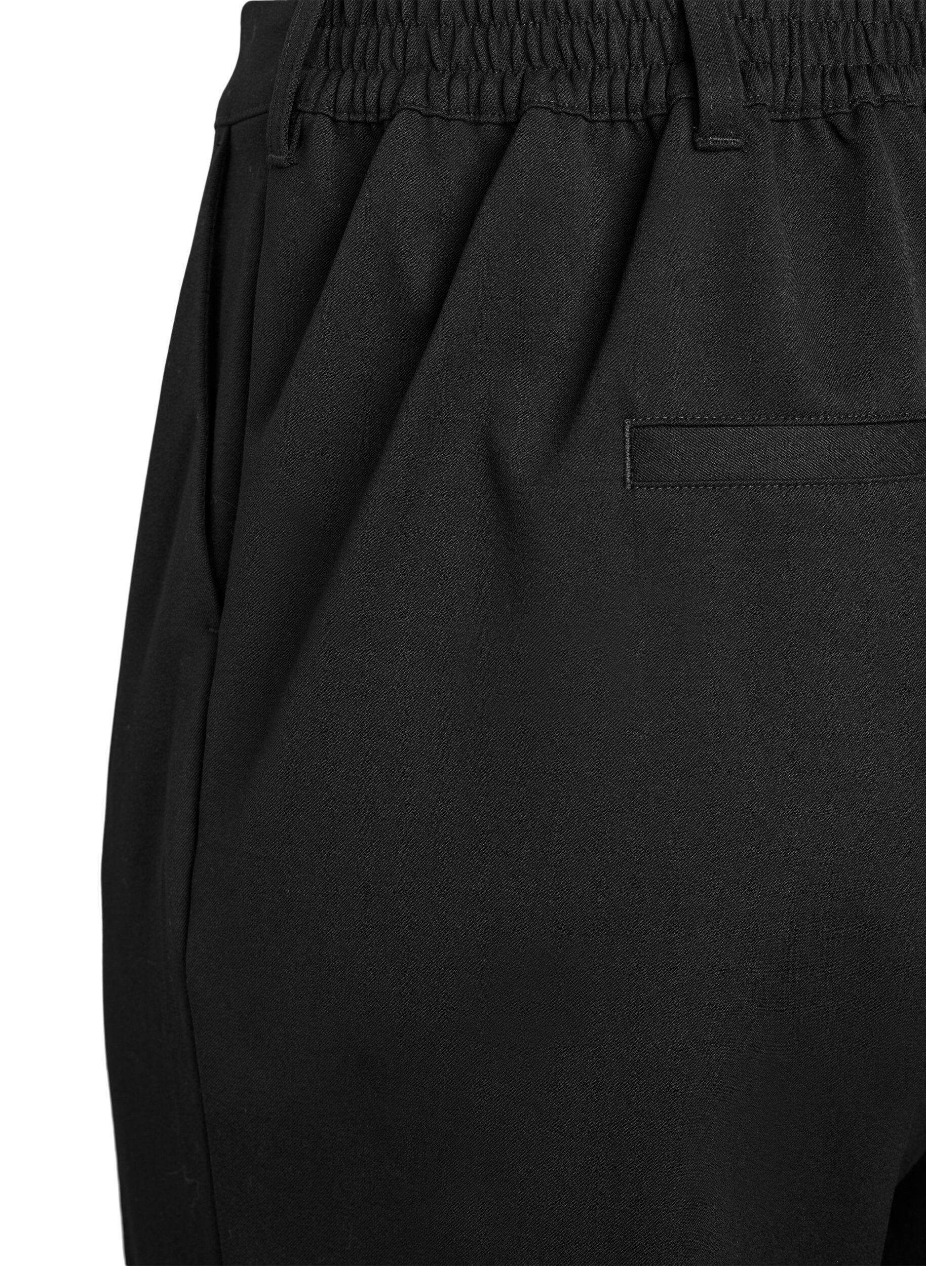 Zizzifashion Trousers with high waist and elastic waistband at back, Black, Packshot image number 3