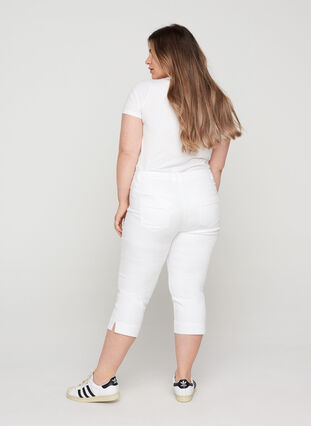 Close-fitting capris with slits, White, Model image number 1
