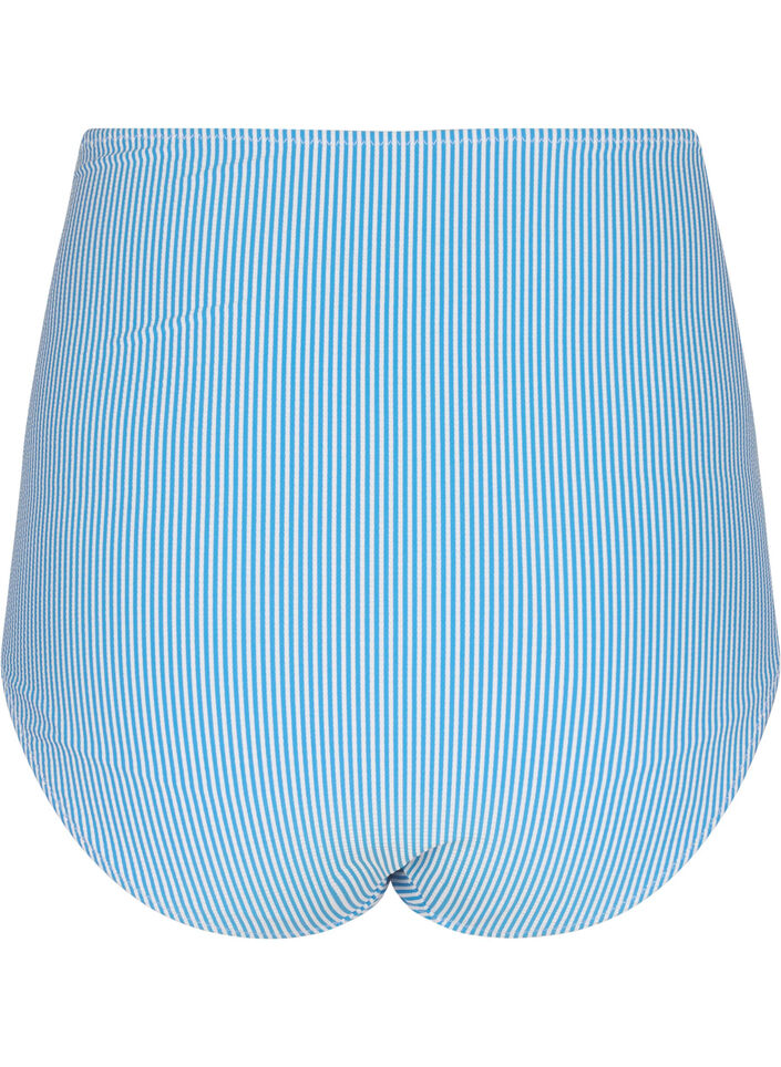 Striped bikini bottom with an extra high waist, Blue, Packshot image number 1