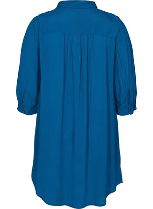 Viscose tunic with buttons and 3/4 sleeves, Maroccan Blue, Packshot image number 1