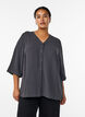 Shirt blouse with V-neck and 3/4 sleeves, Dark Grey, Model image number 0