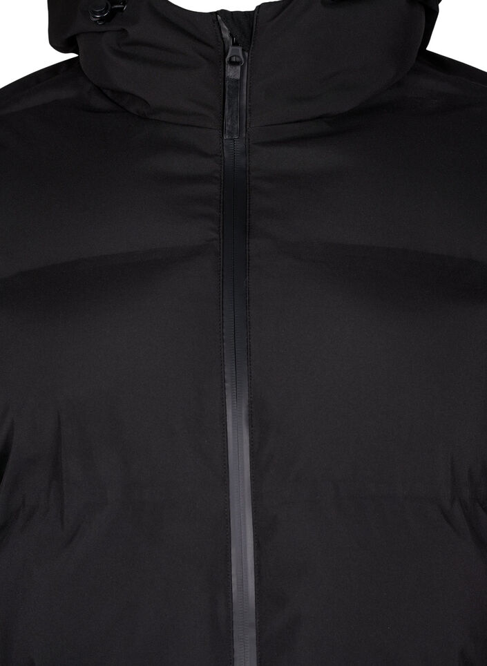 Long puffer winter coat with hood, Black, Packshot image number 2