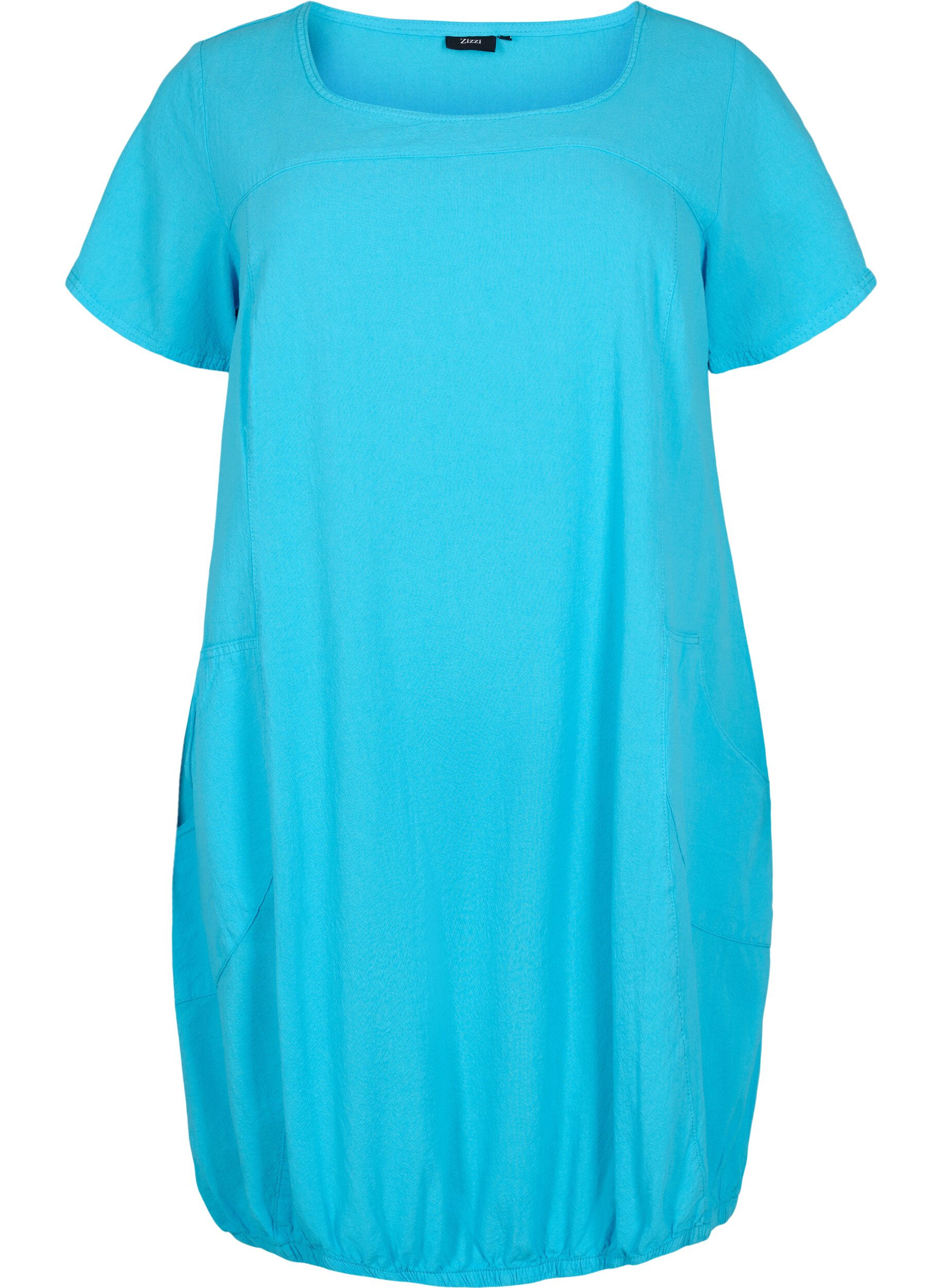Zizzifashion Short-sleeved cotton dress, Blue, Packshot image number 0