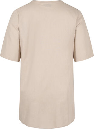 Short-sleeved cotton tunic with pockets, Simply Taupe, Packshot image number 1