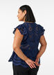 Sleeveless broderie anglaise blouse with ruffles, Blue, Model image number 2