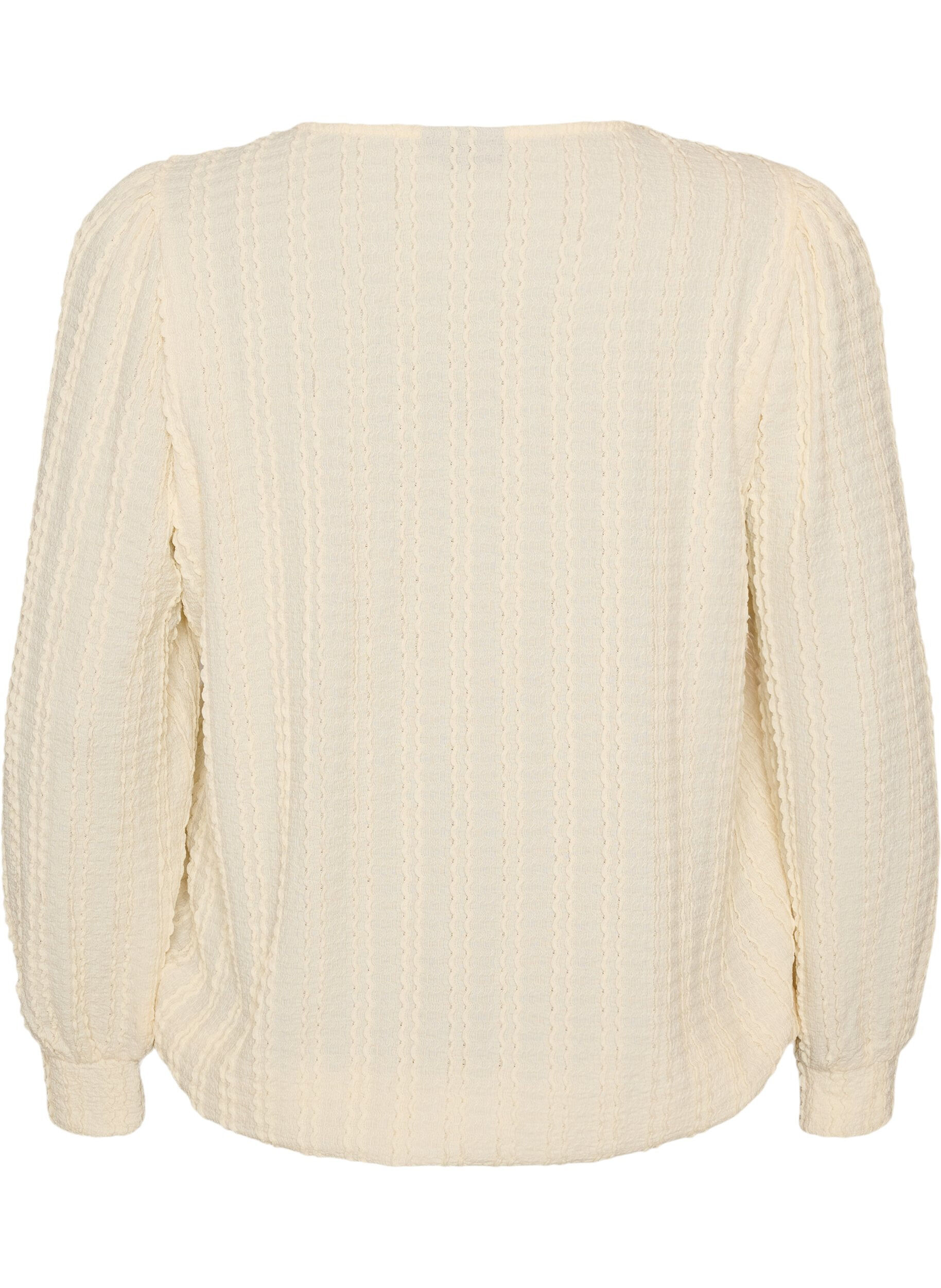 ZizzifashionTextured jersey blouse with a balloon silhouette, Vanilla, Packshot image number 1