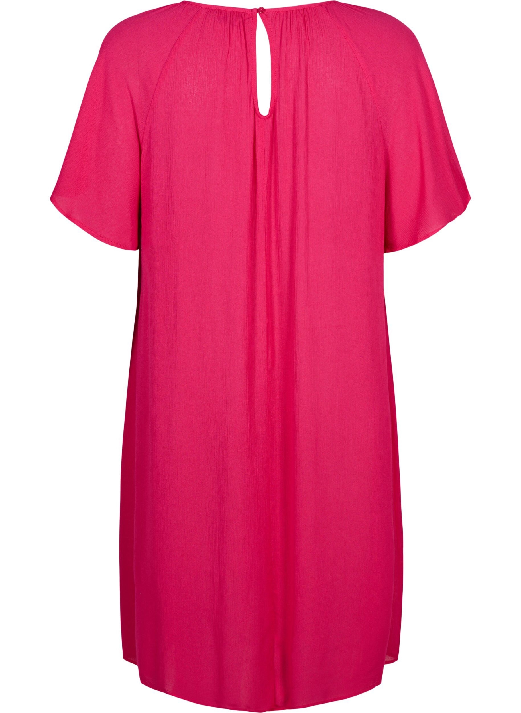 Zizzifashion Viscose dress with short sleeves, Bright Rose, Packshot image number 1