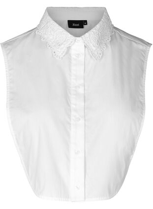 Detachable shirt collar with lace, Bright White, Packshot image number 0