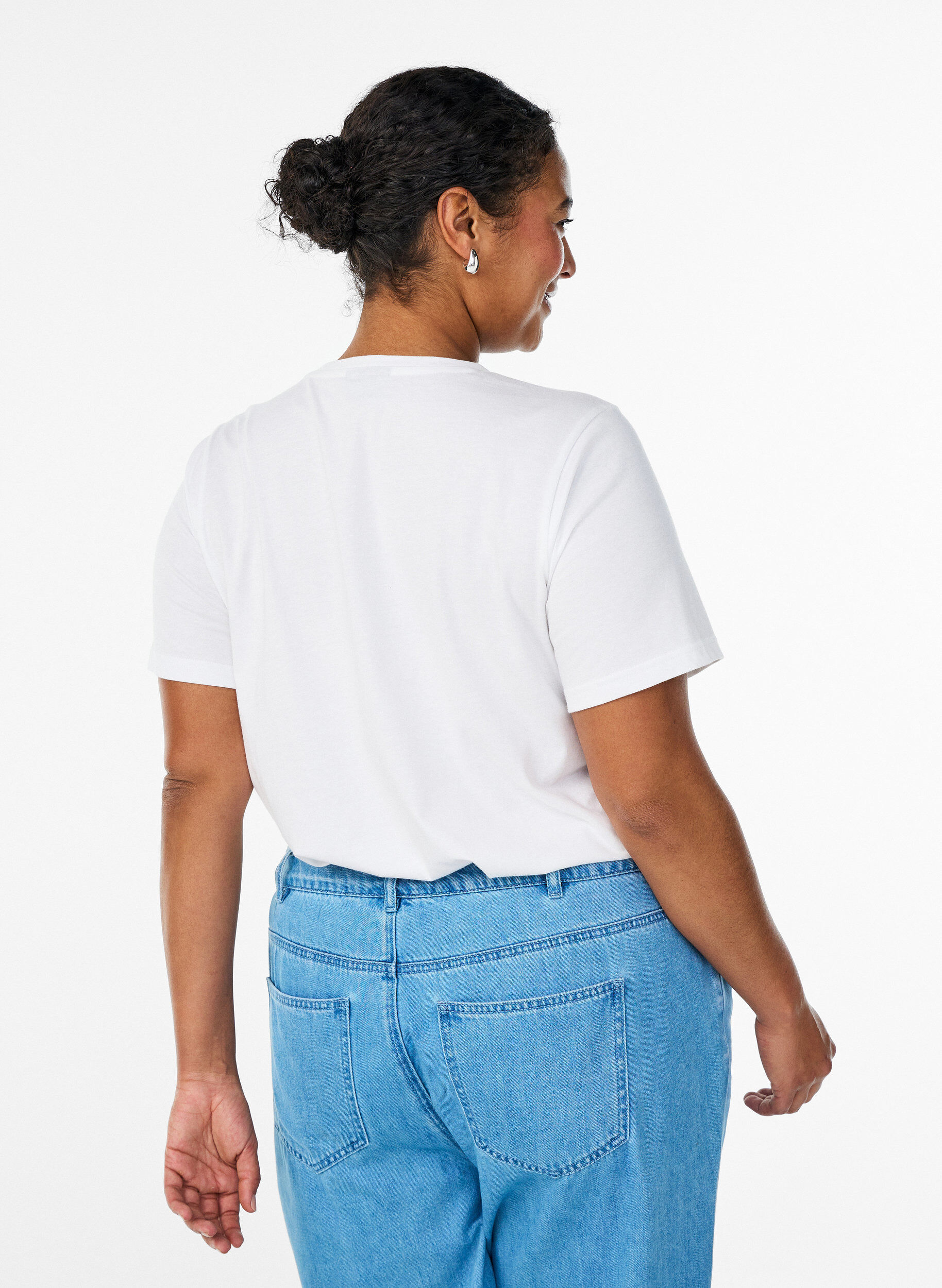 Zizzifashion Cotton T-shirt with embroidered text, White, Model image number 2