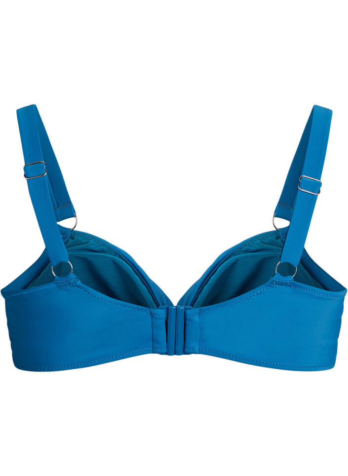 Underwire bikini bra with draping, Blue, Packshot image number 1