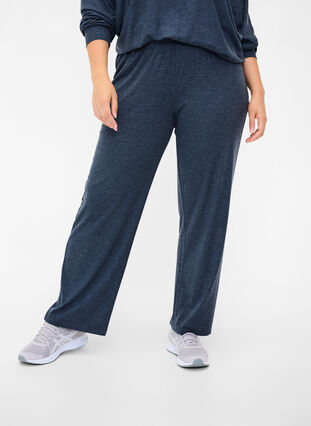 Loose trousers made from ribbed material, Night Sky Mel. , Model image number 2