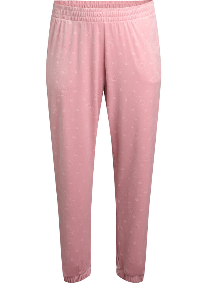 Velour trousers with embossed pattern, Rose, Packshot image number 0