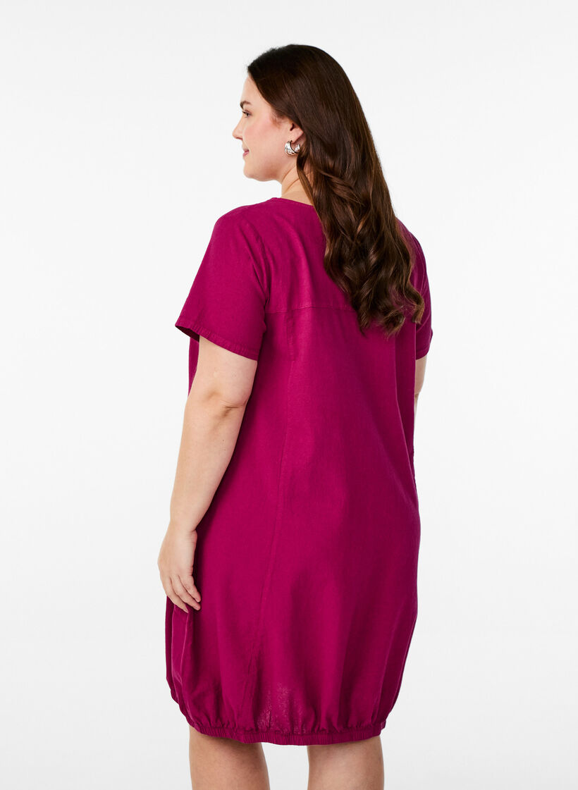 Short sleeve cotton dress, Red, Model image number 2