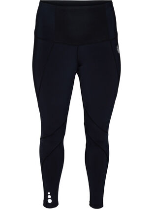 Cropped gym leggings with tummy-tuck effect, Black, Packshot image number 2