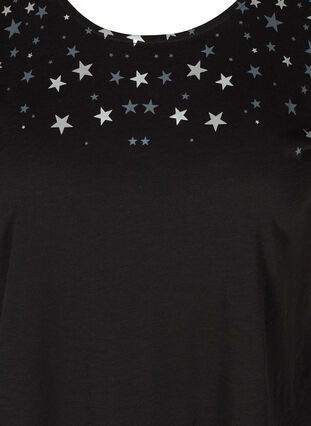 Short-sleeved cotton t-shirt with starts, Black STARS, Packshot image number 2
