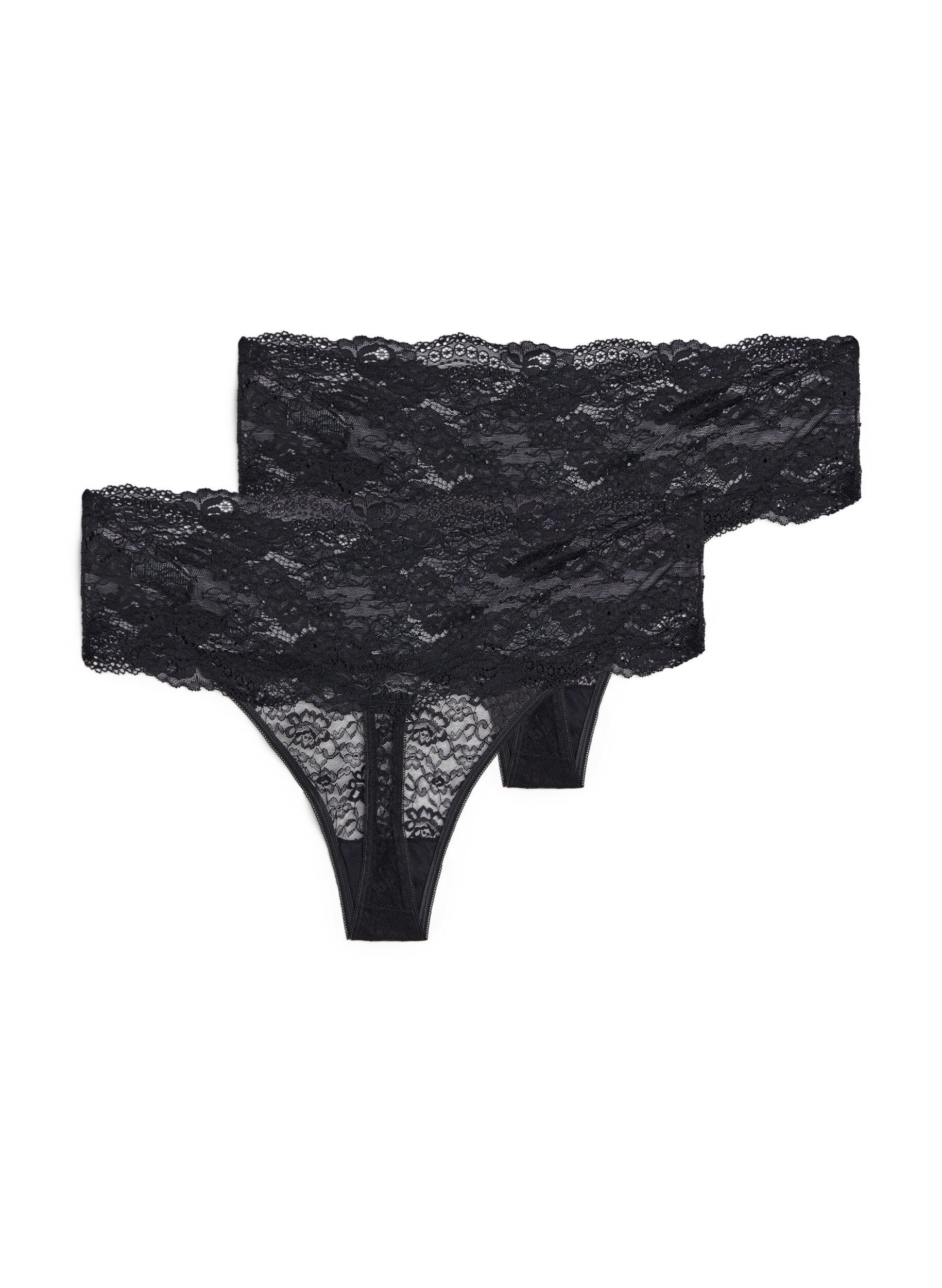 Zizzifashion	 2-pack thong, Black, Packshot image number 1