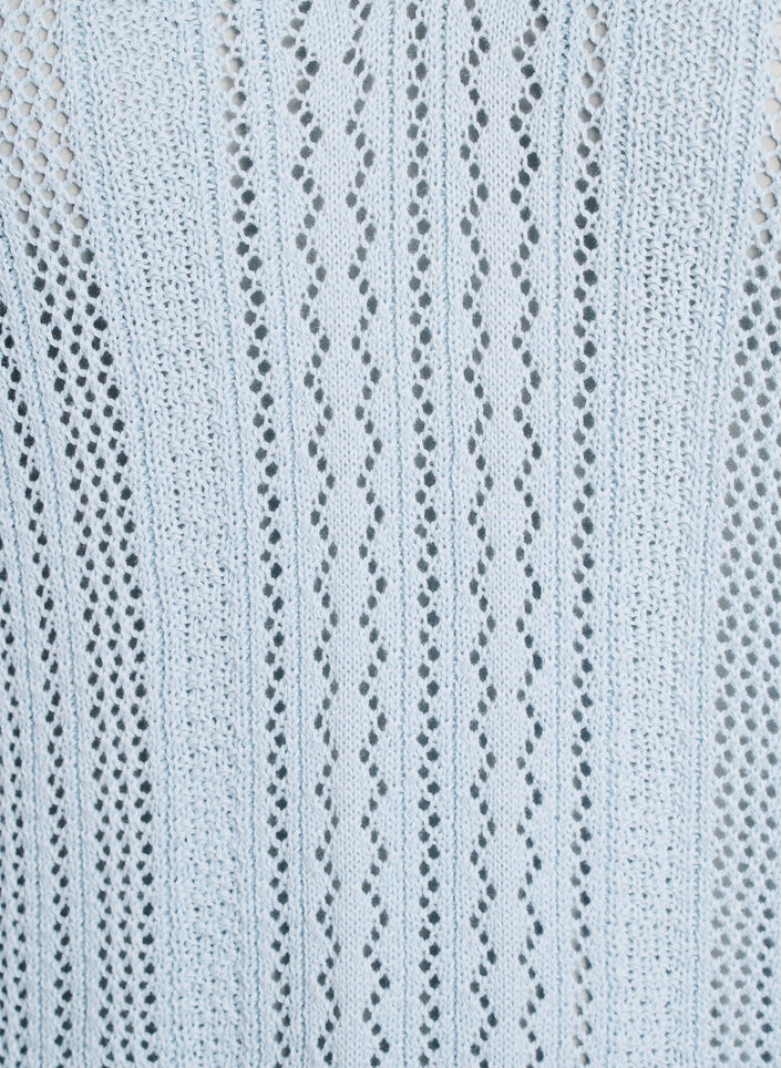 Knitted top with eyelet embroidery and V-neck, Light Blue, Packshot image number 2