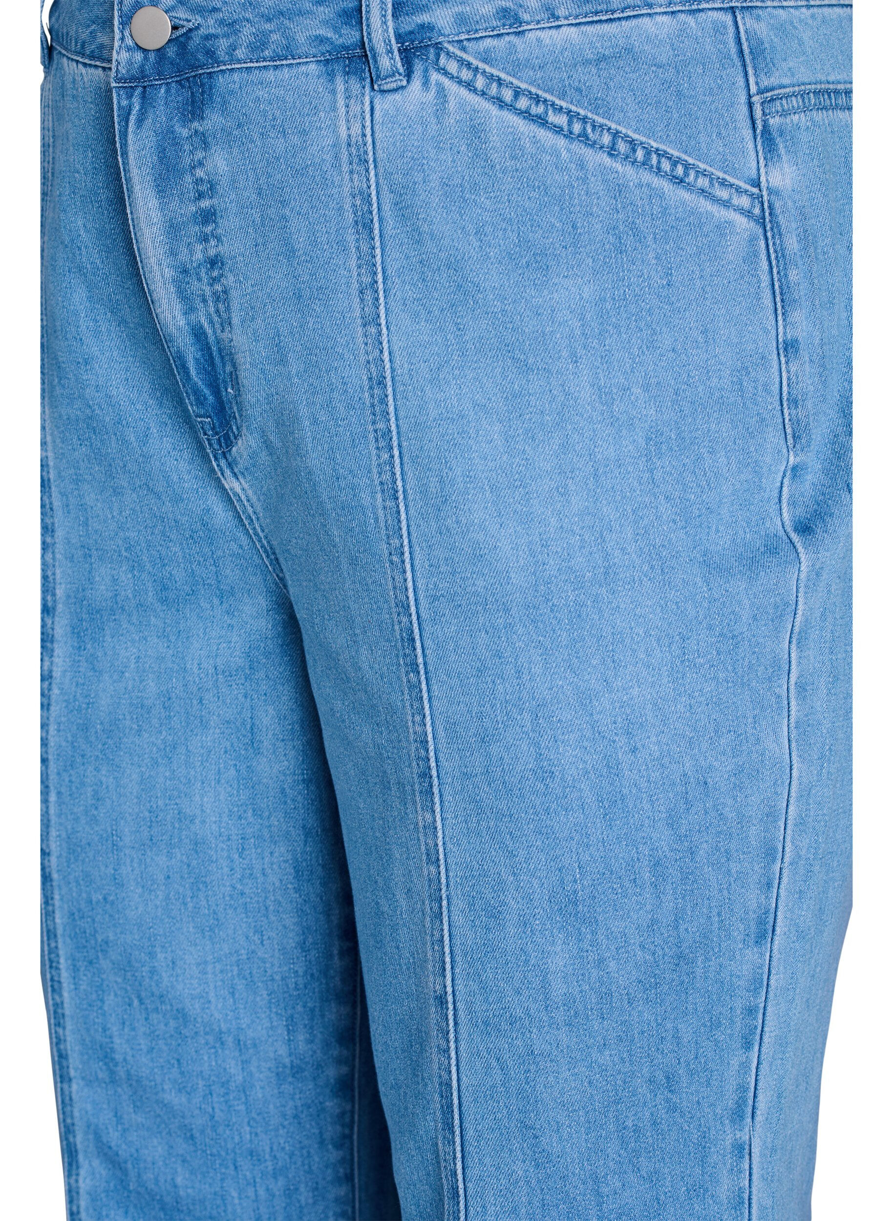 Zizzifashion Kiana jeans with a straight fit and bold stitching, Light Blue, Packshot image number 2