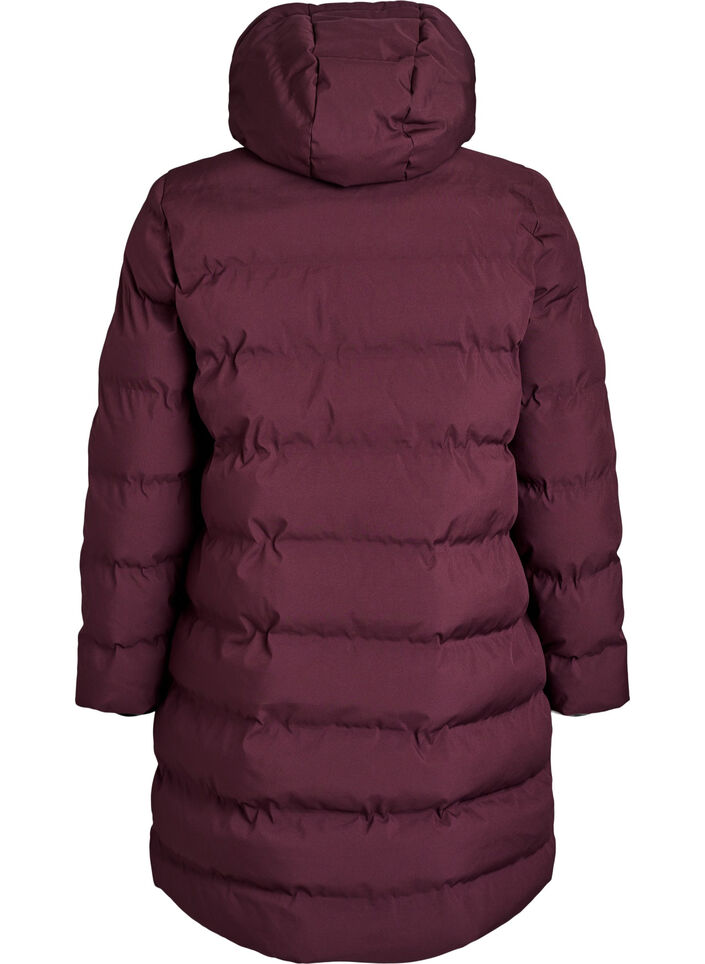 Puffer coat with hood and pockets, Dark Bordeaux, Packshot image number 1