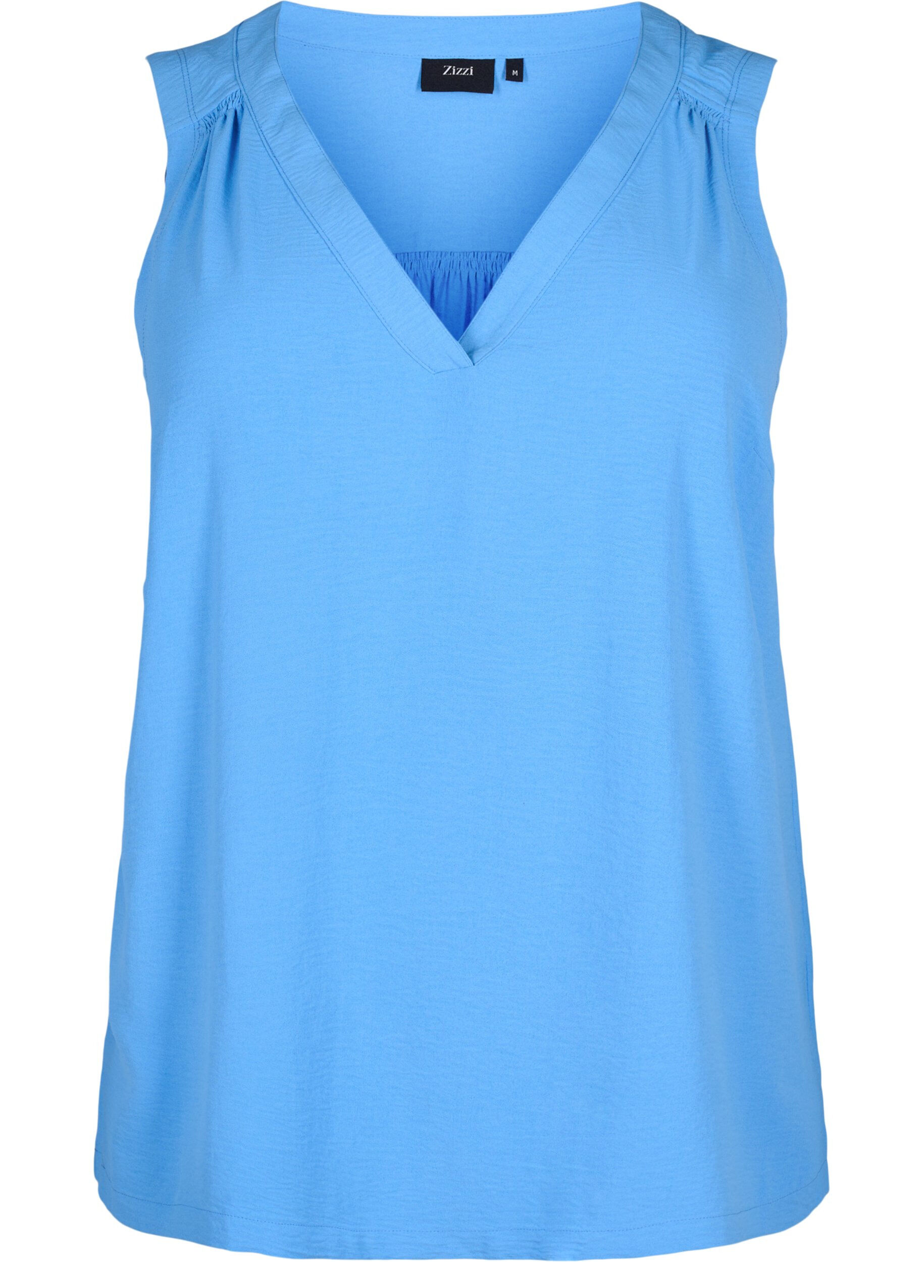 Zizzifashion Sleeveless top with wrinkle details, Blue, Packshot image number 0
