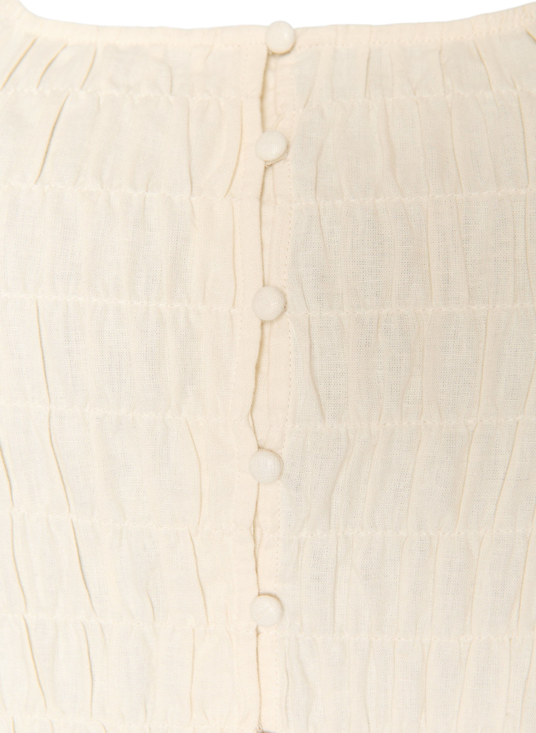 Zizzifashion Sleeveless cotton and linen top with smock, Vanilla, Packshot image number 2