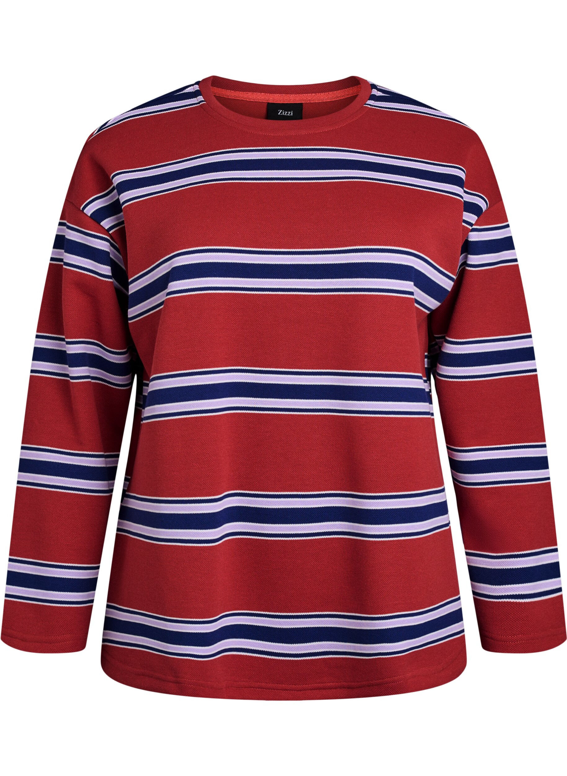 Jersey blouse with wide stripes