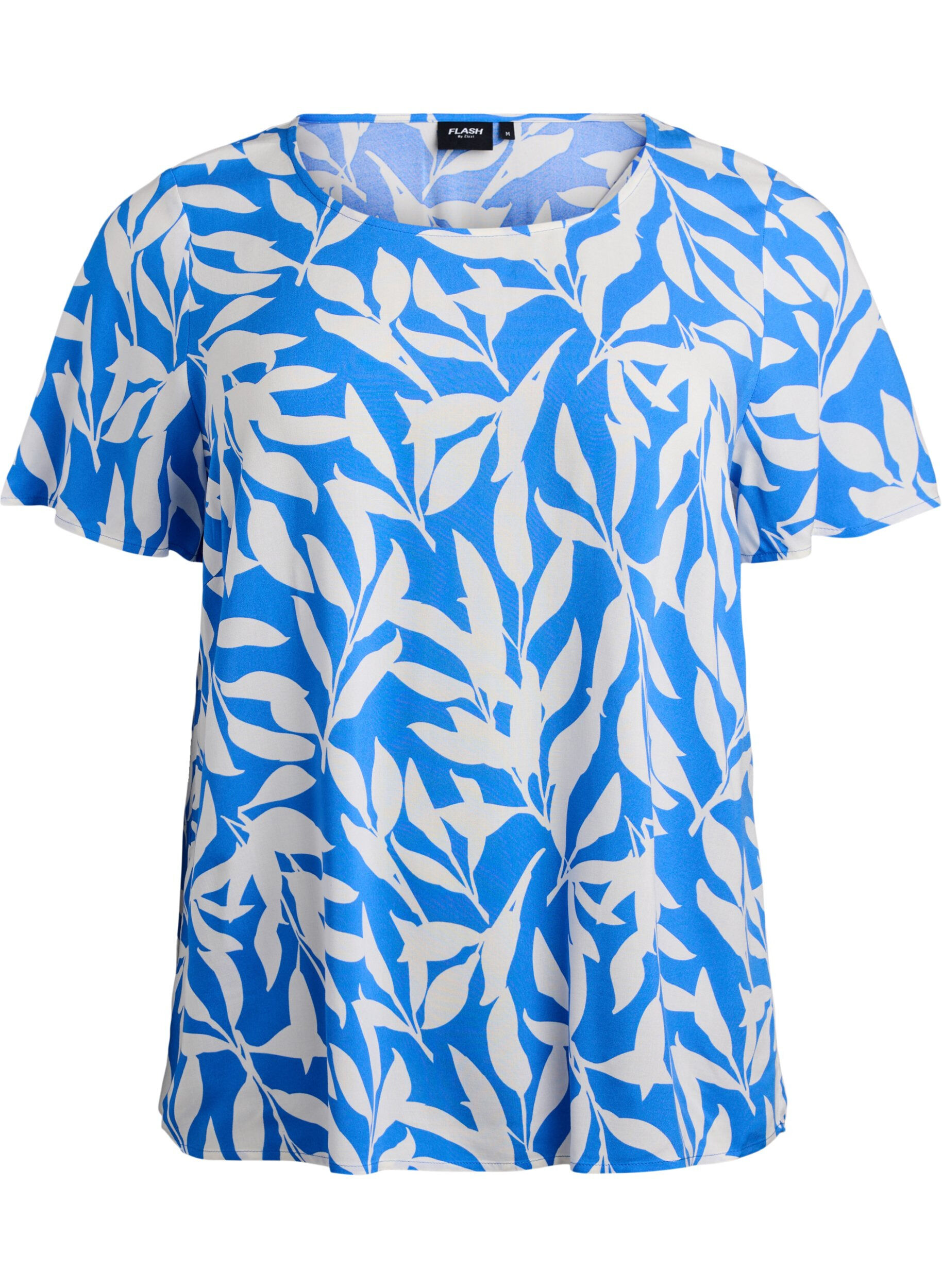 Short sleeve viscose blouse with print