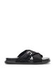 Sandals with crossed straps and ruffle edges, Black, Packshot image number 0