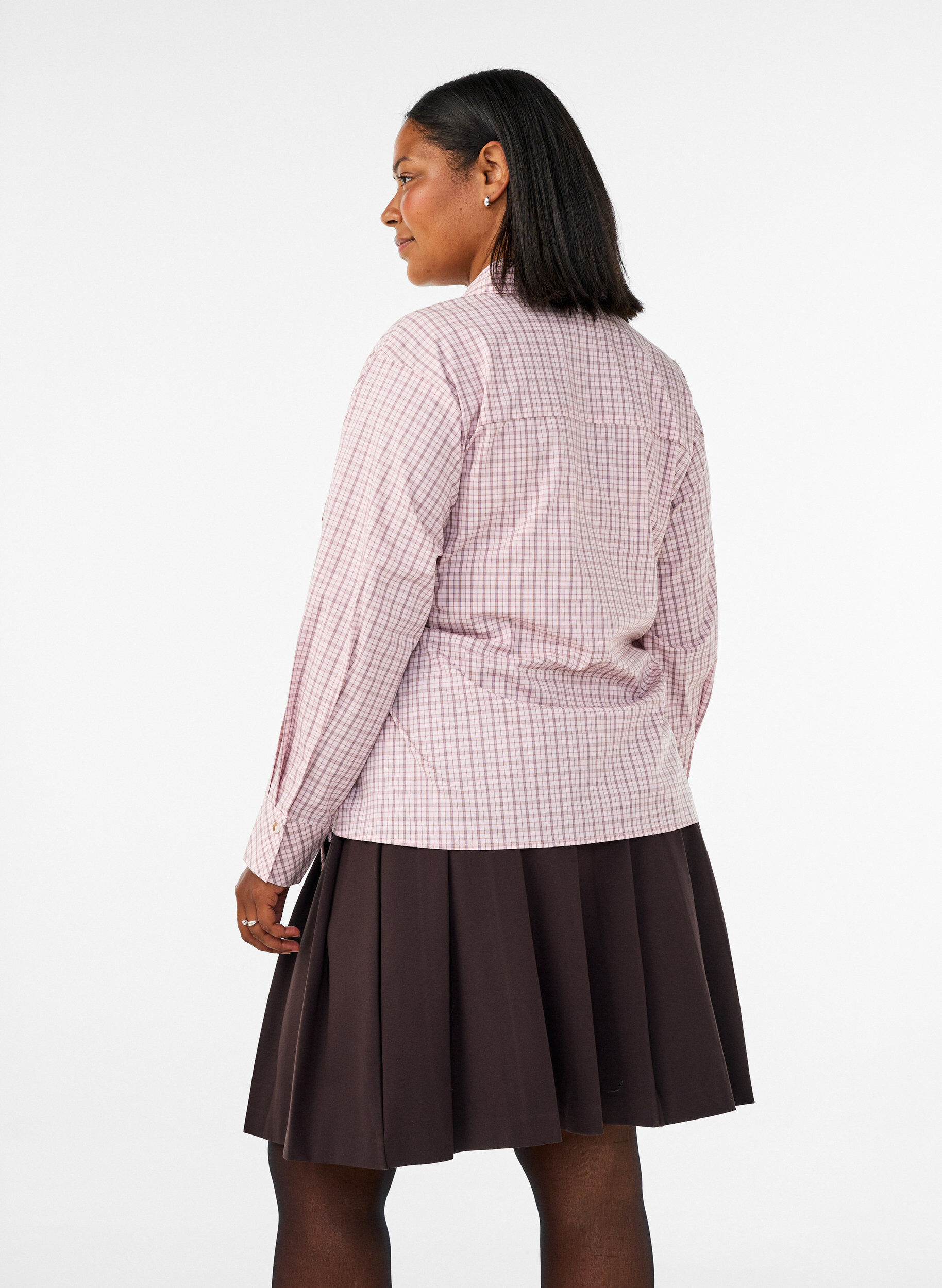 ZizzifashionShort pleated skirt with elasticated waist, Brown, Model image number 2