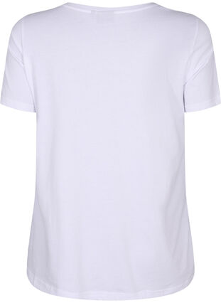 Cotton t-shirt with print on the front, Bright White FLOWER, Packshot image number 1