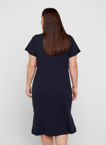 Short-sleeved ribbed dress with slits, Night Sky, Model image number 0