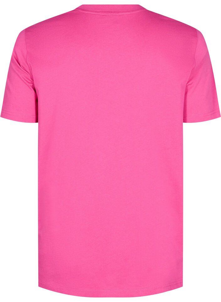 Basic cotton T-shirt with round neck, Rose, Packshot image number 1
