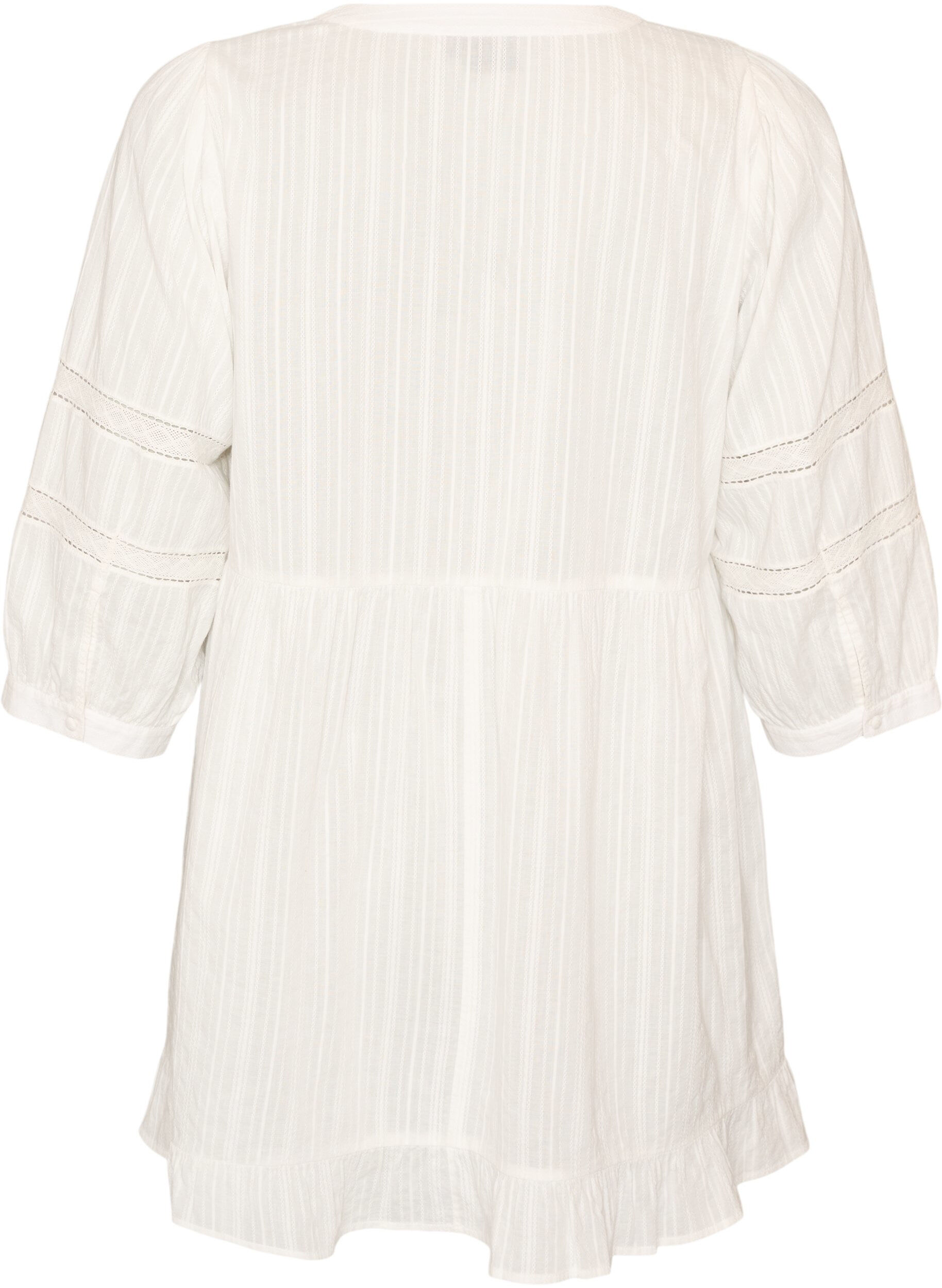 ZizzifashionTunic with eyelet embroidery details and 3/4 sleeves, Vanilla, Packshot image number 1